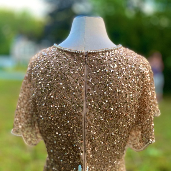 Adrianna Papell | Flutter Sleeve Beaded Dress - Picture 4 of 7